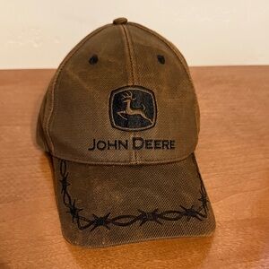 John Deere Brown Cap with Barbed Wire Design